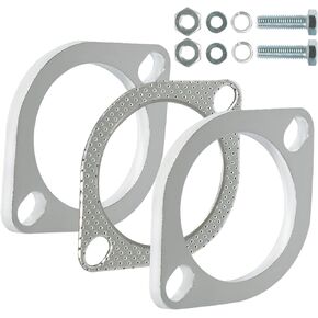 Slmnliras 2 Bolt 2.5 inch/63.5mm Exhaust Flange Connection Kit Corrosion Proof 2.5 inch 2 Blot Exhaust Flange & Exhaust Gasket Kit with Bolts & Nuts for 63.5mm OD Pipes(2 Pcs Flange)