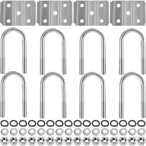 2 3/8 Inch Trailer Axle U Bolt Kit for 3500lbs 2-3/8" Round Axle 1-3/4" Leaf Springs 2 Sets
