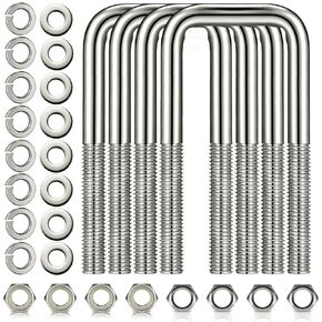 4 Pcs Hotop 304 Stainless Steel Square U-Bolt Boat Trailer U-Bolts with Washers and Nuts l Heavy Duty U Bolt for Sailboat Trailer Automobiles Industrial Part (1/2 D x 3 1/16 W x 5 5/16 Inch)