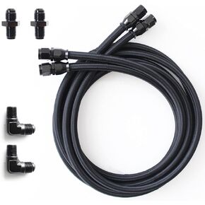 6AN Transmission Cooling Line Hose Compatible with 4L60 700R4 TH350 TH400 Transmissions 7 Ft Long Hose Fitting Nylon & Stainless Steel Braided Lines