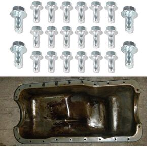22 Pcs Oil Pan Bolt Kit Fit for Chevy and Ford Small Block V8 SBC 265 283 305 327 350 383 400 5.7L & SBF 260 289 302 351W 5.0L EFI 350-455 Stamped Steel Oil Pan Bolts