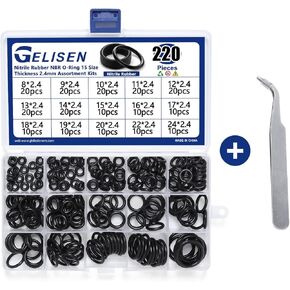 Gelisen 820Pcs Nitrile Rubber O-Rings Kit 24 Sizes Universal NBR Metric Washer Gasket Assortment Set for Automotive Faucet Pressure Plumbing Sealing Repair,Resist Oil and Heat,Air or Gas Connections