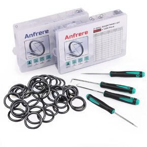 Anfrere 2400pcs Universal Rubber O Ring Assortment Kit in 48 Sizes, Industrial Grade O-Ring Seal SAE and Metric NBR Orings for Plumbing, Gas, Automotive and Faucet Repair, Resist Oil and Heat