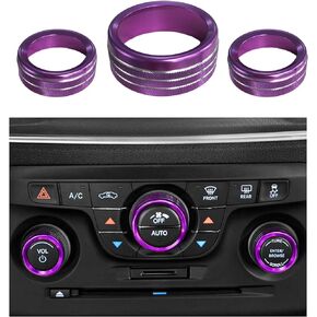 3PCS Air Conditioner Switch Button Knob Cover, Aluminum Alloy A/C Decal Trim Rings Compatible with Dodge Challenger Durango 2015-2022, Auto Interior Decor Accessories (Black)
