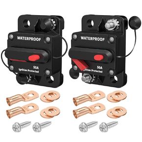 DaierTek 40 Amp Marine Circuit Breaker 12V DC Waterproof Manual Reset 40A Inline Breaker Switch for Car Truck Rv Boat -2Pack