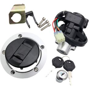 CNCMOTOK Set Ignition Switch + Gas Fuel Tank Cap + Seat Lock + Keys Compatible with Suzuki GSXR 600 750 GSXR600 GSXR750 2004-2005