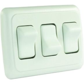 JR Products 12245 Black Triple SPST On-Off Switch with Bezel
