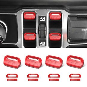 DIAMOOKY 4PCS Upgraded Window Switch Button Cover Compatible with Jeep Wrangler JL JLU 2018-2024 and Gladiator JT 2020 2021 2022 2023 2024 Wrangler 4xe Interior Accessories