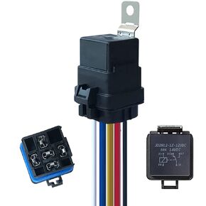 40AMP DC12V 5-PIN SPDT Automotive Relay,Waterproof Relay with Harness,Heavy Duty 12AWG Tinned Copper Wires,for Automotive Truck Van Motorcycle Boat(1pcs)