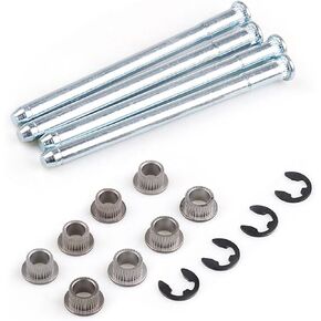 Flygun 16 PCS Car Door Hinge Pin Kit, Metal Rustproof Stabilized Door Hinge Roll Pin and Bushing Repair Kit, with E-Ring Clamp Mounting Accessories, Compatible with 1988-2002 Chevrolet GMC (Silver)