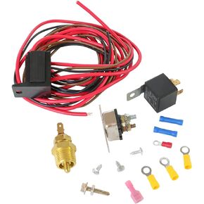 175-185 Degree Electric Cooling Fan Thermostat Kit Temperature Sensor 40 50 60 amp Temperature Relay Wiring Switch Accessories