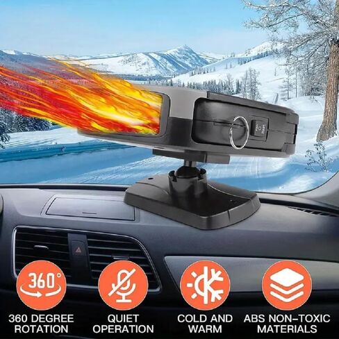 سخان السيارة، مزيل ضباب الزجاج الأمامي المحمول بقدرة 200 واط ومزيل الصقيع بقدرة 200 واط، مراوح تسخين وتبريد سريعة، وضعان في 1 مع قابس ولاعة السجائر وقاعدة دوارة 360 درجة (12 فولت 200 واط) in Kuwait