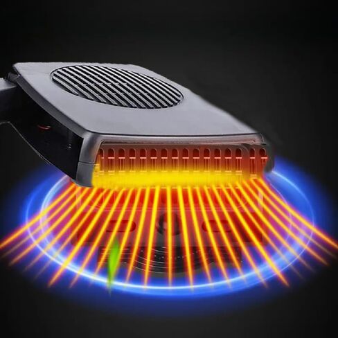 سخان السيارة، مزيل ضباب الزجاج الأمامي المحمول بقدرة 200 واط ومزيل الصقيع بقدرة 200 واط، مراوح تسخين وتبريد سريعة، وضعان في 1 مع قابس ولاعة السجائر وقاعدة دوارة 360 درجة (12 فولت 200 واط) in Kuwait