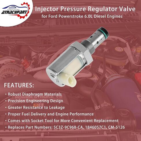 6.0 IPR Valve Injector Pressure Regulator | Replacement for 2003-2010 F250 F350 F450 F550 E450 Super Duty Excursion, 04-10 E350 E450 | OE# 5C3Z-9C968-CA, CM-5126, 1846057C1 in Saudi Arabia