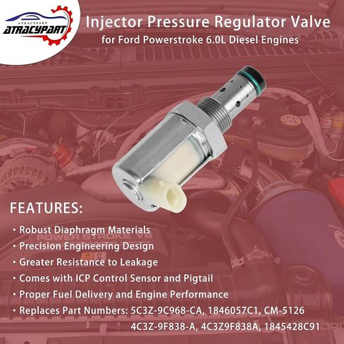 6.0 IPR Valve Injector Pressure Regulator | Replacement for 2003-2010 F250 F350 F450 F550 E450 Super Duty Excursion, 04-10 E350 E450 | OE# 5C3Z-9C968-CA, CM-5126, 1846057C1 in Saudi Arabia