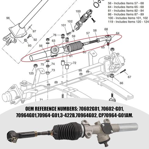 Steering Box Assembly (Rack and Pinion), Fits: 2001 & Newer EZGO Txt Models OEM Part #'s: 70602G01, 70964-G01. Gas Or Electric Carts. in Saudi Arabia