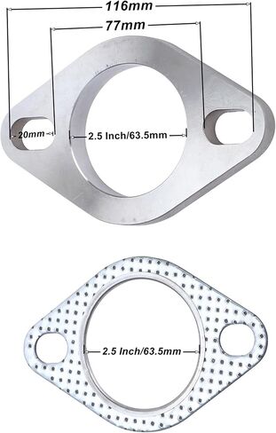 Rwraps Stainless Steel Exhaust Flange 2 Bolt 2.5" Exhaust Flange & Gasket Connection Kit 2.5 Inch/63.5mm in Saudi Arabia