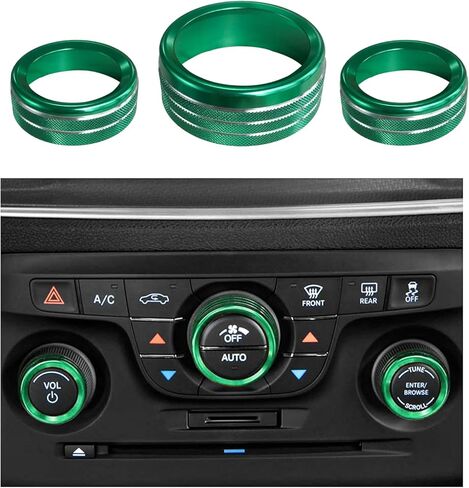3PCS Air Conditioner Switch Button Knob Cover, Aluminum Alloy A/C Decal Trim Rings Compatible with Dodge Challenger Durango 2015-2022, Auto Interior Decor Accessories (Black) in Kuwait