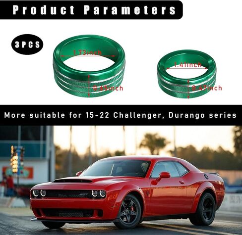 3PCS Air Conditioner Switch Button Knob Cover, Aluminum Alloy A/C Decal Trim Rings Compatible with Dodge Challenger Durango 2015-2022, Auto Interior Decor Accessories (Black) in Kuwait