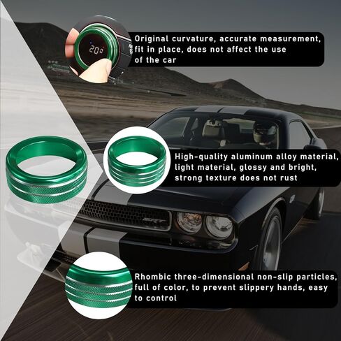 3PCS Air Conditioner Switch Button Knob Cover, Aluminum Alloy A/C Decal Trim Rings Compatible with Dodge Challenger Durango 2015-2022, Auto Interior Decor Accessories (Black) in Kuwait
