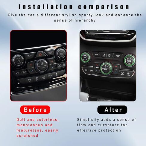 3PCS Air Conditioner Switch Button Knob Cover, Aluminum Alloy A/C Decal Trim Rings Compatible with Dodge Challenger Durango 2015-2022, Auto Interior Decor Accessories (Black) in Kuwait