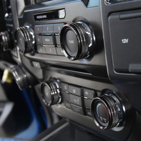 لمفتاح ومقطورة مكيف الهواء F150 وزر مقبض الدفع الرباعي وVOL لسيارة Ford F150 XLT 2016 2017 2018 2019، ألومنيوم أسود، 6 قطع (ليس لـ 2021 2022) in Saudi Arabia