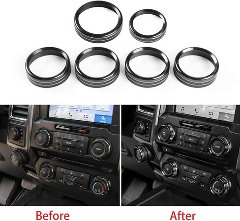 لمفتاح ومقطورة مكيف الهواء F150 وزر مقبض الدفع الرباعي وVOL لسيارة Ford F150 XLT 2016 2017 2018 2019، ألومنيوم أسود، 6 قطع (ليس لـ 2021 2022) in Saudi Arabia