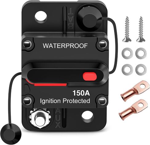 Nilight 30A Inline Circuit Breaker Resettable 12-24V DC Manual Reset Fuse Holder 3-15 AWG Overload Protection for Car Audio Sound Amplifier System RV Marine Boat Truck Solar Inverter in Kuwait