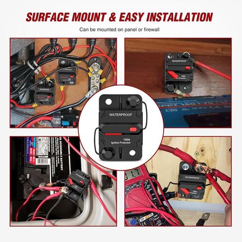 Nilight 30A Inline Circuit Breaker Resettable 12-24V DC Manual Reset Fuse Holder 3-15 AWG Overload Protection for Car Audio Sound Amplifier System RV Marine Boat Truck Solar Inverter in Kuwait