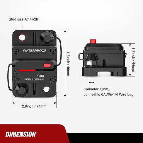 Nilight 30A Inline Circuit Breaker Resettable 12-24V DC Manual Reset Fuse Holder 3-15 AWG Overload Protection for Car Audio Sound Amplifier System RV Marine Boat Truck Solar Inverter in Kuwait