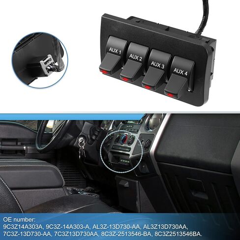 X AUTOHAUX مجموعة واحدة من أدوات التبديل المساعدة داخل لوحة القيادة لسيارة Ford F250 F350 F450 F550 2008 2009 2010 9C3Z14A303A 9C3Z-14A303-A AL3Z-13D730-AA AL3Z13D7 طقم لوحة أضواء التحذير لصندوق التبديل in Saudi Arabia
