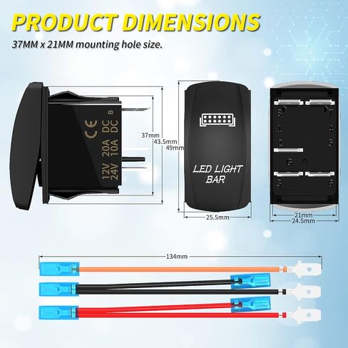 مفتاح شريط الضوء LED تشغيل/إيقاف 5 دبوس مفتاح الروك البحري بالليزر مقاوم للماء 12 فولت 20 أمبير 24 فولت 10 أمبير مفتاح تبديل شريط الضوء LED الأزرق مع أسلاك توصيل لقارب السيارة ATV UTV RZR in Kuwait