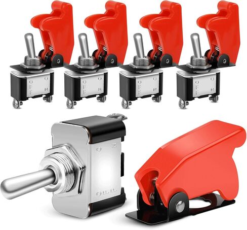 Nilight 90014E مفتاح تبديل الروك شديد التحمل 12 فولت 20 أمبير غطاء أحمر SPST ON/Off 2Pin Car Truck Boat-5 Pack، ضمان لمدة عامين in Kuwait