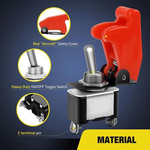 Nilight 90014E مفتاح تبديل الروك شديد التحمل 12 فولت 20 أمبير غطاء أحمر SPST ON/Off 2Pin Car Truck Boat-5 Pack، ضمان لمدة عامين in Kuwait
