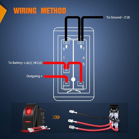 Nilight 6PCS 5PIN SPST Rocker Switches مع 6 مجموعات من أسلاك التوصيل مجموعة 20A / 12V 10A / 24V تشغيل / إيقاف تبديل مفاتيح مع ملصق توهج ليلي للشاحنات والقوارب والدراجات النارية السيارات، ضمان لمدة عامين (90131F)، أزرق in Kuwait