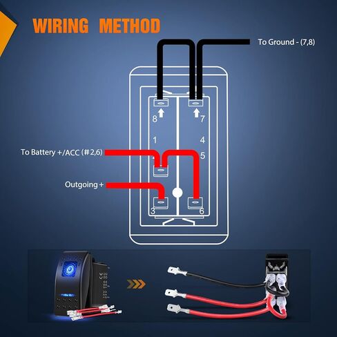 Nilight 6PCS 5PIN SPST Rocker Switches مع 6 مجموعات من أسلاك التوصيل مجموعة 20A / 12V 10A / 24V تشغيل / إيقاف تبديل مفاتيح مع ملصق توهج ليلي للشاحنات والقوارب والدراجات النارية السيارات، ضمان لمدة عامين (90131F)، أزرق in Saudi Arabia