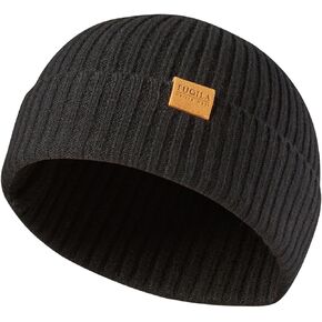 100% Merino Wool Fisherman Beanie Hat, Unisex Warm Winter Hats, Soft Breathable Knitted Short Cuffed Cap