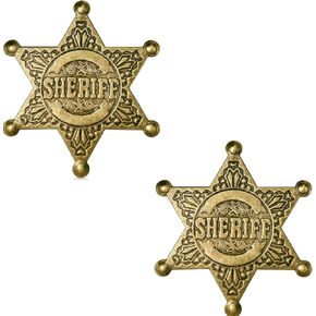 iMagitek 2 Pack Metal Sheriff Badge, Western Deputy Sheriff Badge, Western Cop Star Badge, Old West Prop, Western Police Vest Badge