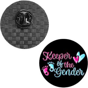 Keeper of the Gender Pin, Baby Feet Hearts Soft Enamel Lapel Pins, Gender Reveal Pinback Button for Women, Baby Gender Reveal Button for Clothing Bags Jackets Hat Accessory Decoration