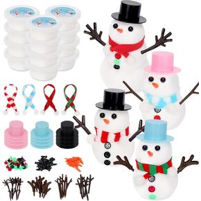 Svepndic 12 Pack Christmas Snowman DIY Craft Kit,Build a Snowman Toy,Snowman Making Kit for Christmas/Holiday/Winter Party