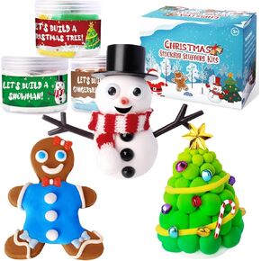 BANBBUR 3 Pack Christmas Stocking Stuffers for Kids,Christmas Crafts for Kids,Build a Snowman Kit Modeling Clay DIY Christmas Gifts Activities