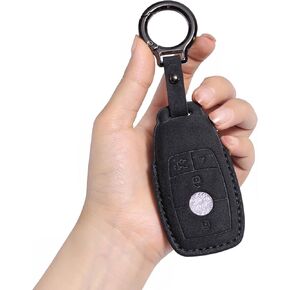 for Mercedes Benz Genuine Leather Key fob Cover,Compatible with Benz C E S M CLS CLK G Class Smart Key Holder
