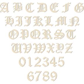 Old English Wooden Letters 4 Inch for Decorations Unfinished Wood Letters and Numbers Small Wooden Letters for Crafts Wall Decor DIY Painting Arts Home Decorations Kids Learning 72Pcs
