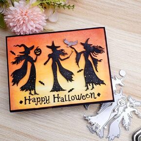 DDeehs Witch Evil Sorcerer Metal Die Cuts,Halloween Witch Ghost Cutting Dies Cut Stencils DIY Scrapbooking Decorative Embossing Paper Scrapbooking Card Making, silver, DDeehs-001