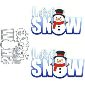 Let It Snow Snowman Metal Die Cuts for Card Making,Christmas Snowman Card Cutting Dies Cut Stencils DIY Scrapbooking Album Decorative Embossing Paper Card Embossing Craft