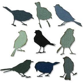 Sizzix Thinlits Die Set 9PK Silhouette Birds by Tim Holtz | 665861 |Chapter 2 2022, Multicolor