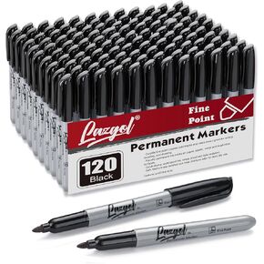 Permanent Markers Bulk, 120 Pack Black Permanent Marker Set, Fine Tip, Waterproof Markers, Premium Smear Proof Pens, Waterproof, Quick Drying, Office Supplies for School, Office, Home