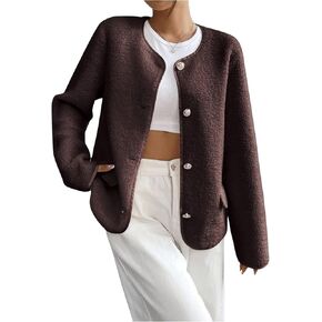 MakeMeChic Women's Lightweight Cardigan Blazers Casual Long Sleeve Open Front Button Down Jackets Outerwear