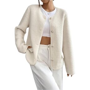 MakeMeChic Women's Lightweight Cardigan Blazers Casual Long Sleeve Open Front Button Down Jackets Outerwear