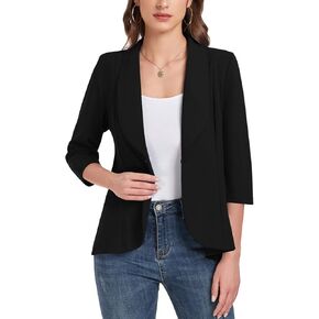 MINTLIMIT Blazers for Women Suit Jackets Dressy 3/4 Sleeve Shawl Collar Ruffle Hem Business Casual Blazer for Work 2024